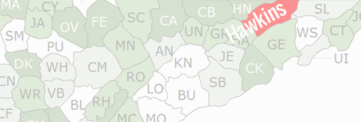 Hawkins County Map